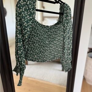 Reformation Pinto Top | Green and White | Size S